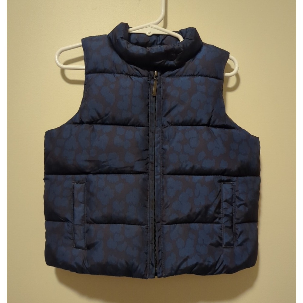 Baby Gap Size 3t Toddler, Puffer Vest, Blue‎ and Black Animal Print, Spring Fall